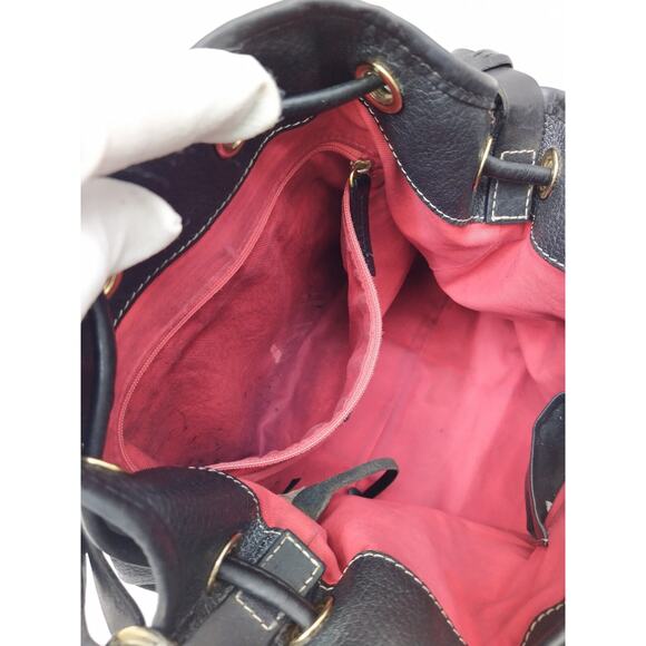 Dooney & Bourke Black Pebbled Leather Drawstring Shoulder Bag - Picture 15 of 16